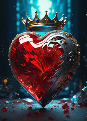 Creativity crystal heart with golden crown happy Valentine's day wallpaper