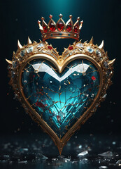Creativity crystal heart with golden crown happy Valentine's day wallpaper