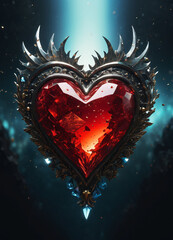 Creativity crystal heart with golden crown happy Valentine's day wallpaper