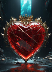 Creativity crystal heart with golden crown happy Valentine's day wallpaper