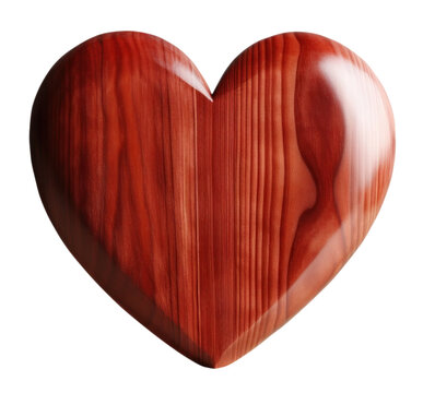 Red nature heart shape blank wooden sign board wood cutout on transparent background. Valentine's day-wedding. Mock up for product presentation. banner, poster, card