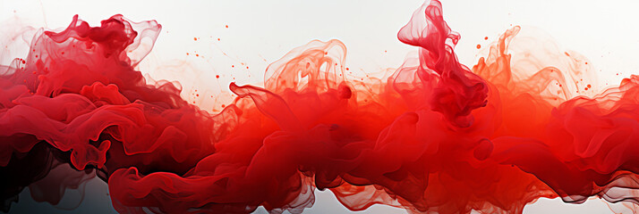 Abstract Red ink paint cloud in water isolated