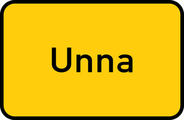 City sign of Unna - Ortsschild von Unna