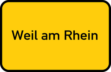 City sign of Weil am Rhein - Ortsschild von Weil am Rhein