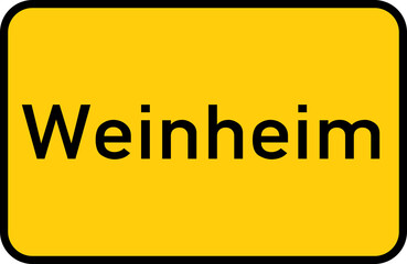 City sign of Weinheim - Ortsschild von Weinheim