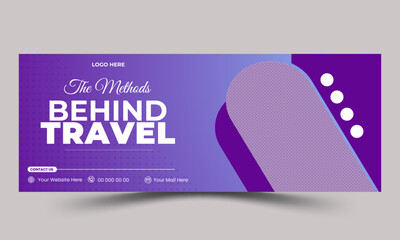 Travel company social media banner template design. Travel social media Facebook cover