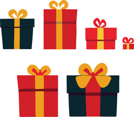 Set of Gift Boxes, Presents, Isolated, Vectored EPS