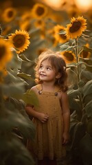 Sunflower Serenity Child's Joyful Exploration