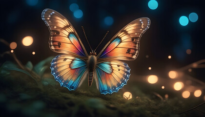 Fototapeta na wymiar surreal, fantasy butterfly with otherworldly features ai generation