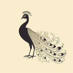  A straightforward line art of a regal peacock
