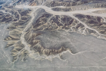 Earth texture. View from above. Nazca Plateau. Nazca landscape, Peru