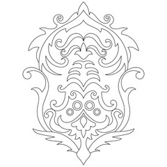 Carpet components. black stripes. rug Oriental ornament with floral motifs. Indian design element for henna tattoo, adult coloring book, greeting card, wedding invitation or spa beauty flyer.