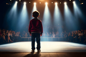 little boy speaker on stage