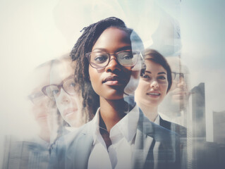 Multiple exposure, business people