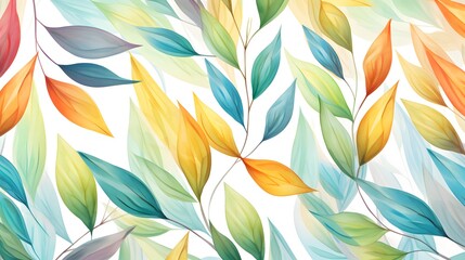 Multicolor watercolor leaves seamless pattern