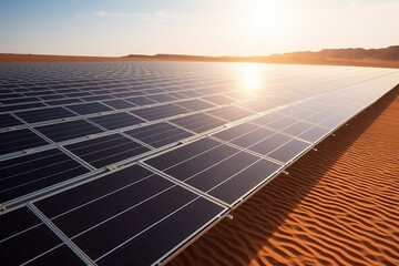 Solar electric panels in the desert.