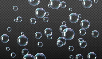Vector blue wash bubble background. Soap bubble background liquid transparent foam concept design.