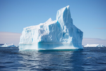 The tip of an iceberg in the Antarctic sea.