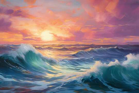 Ocean waves glittering luminoscent, ocean wave, nature, full hd wallpaper, high resolution background.