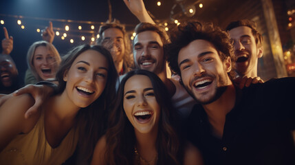 Fototapeta premium Group of happy friends at a party