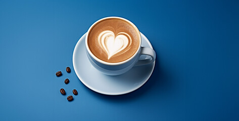warm coffee with the usual heart on the top, cup of coffee with heart. Generative Ai content