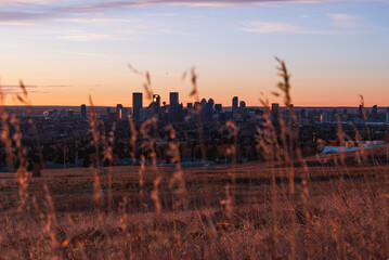 Obraz premium Sunrise in Calgary from Nose Hill Park