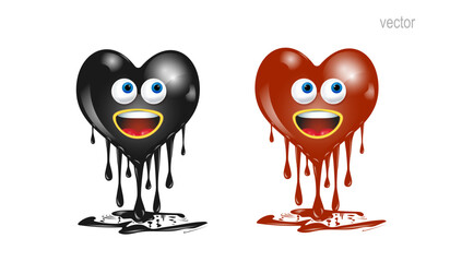 Obraz premium Black heart and red heart. Vector symbol