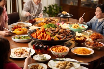 Obraz premium Chinese New Year Family Reunion Dinner
