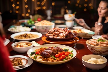 Obraz premium Chinese New Year Family Reunion Dinner