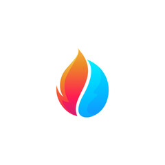 Oil and Gas logo concept. Fire and Water element symbol, logo design vector.