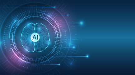 Digital brain, vector software digital code. The abstract face of artificial intelligence. Head silhouette with particles on a dark blue background, data analysis, data science. Network interpretation