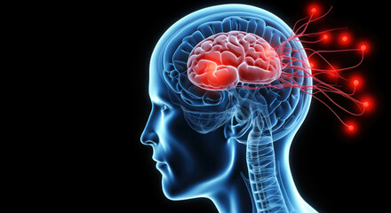 Anatomy of the human brain during a stroke - medical X-ray illustration