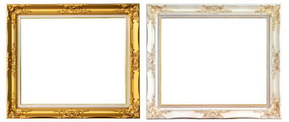 Luxury golden and white magnificent wood frame in Louis XVI style. France 19TH Century,isolated on...
