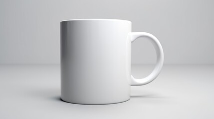 Fototapeta premium A white coffee mug sitting on top of a table, mug mockup, copy-space.