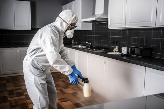 Man processing cleaning and disinfecting - Powered by Adobe