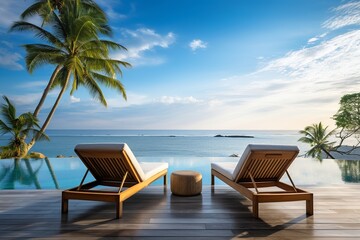 Fototapeta premium Luxury Infinity Pool Overlooking Ocean