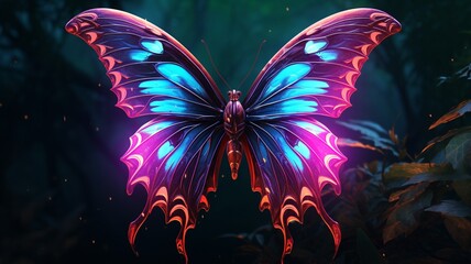 Admiral Butterfly animal neon Color illustration AI Generated pictures - obrazy, fototapety, plakaty