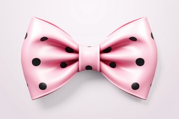 A pink bow tie with black polka dots - Powered by Adobe