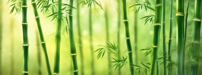 Young bamboo sprouts background. Generative AI.