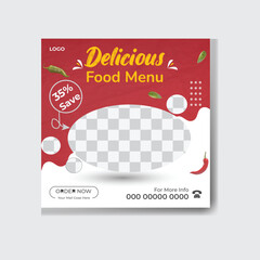 Food menu and restaurant social media banner template