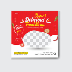 Food menu and restaurant social media banner template