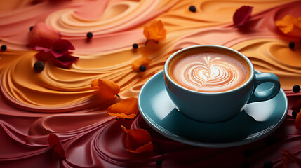 Stylish cafe time / latte art coffee. Generative AI.