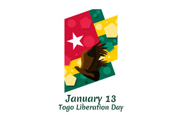 January 13, Liberation day of Togo vector illustration. Suitable for greeting card, poster and banner.