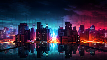 Fototapeta premium City of Lights: Nocturnal Symphony in Urban Illumination