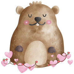 teddy bear with Groundhog love minimal animal pet toy heart