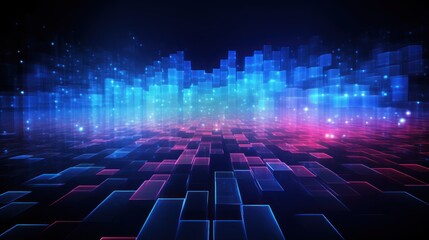 A visually dazzling and fascinating abstract background that depicts the moving energy and energy of technological particles in the virtual and digital world