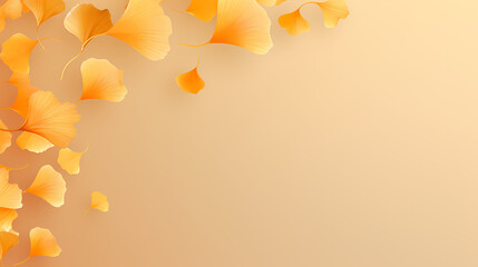 Fototapeta na wymiar Scattered ginkgo leaves poster web PPT background, autumn background