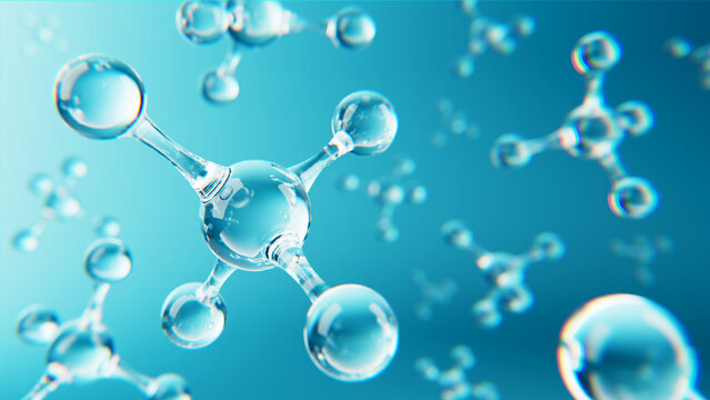 Molecules or atoms. Medical, Biochemical, Pharmaceutical, Cosmetic Beauty concept. 3d rendering