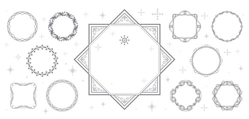 クリスマスモチーフのフレームデザインセット。ゴージャスでエレガントなデザイン素材