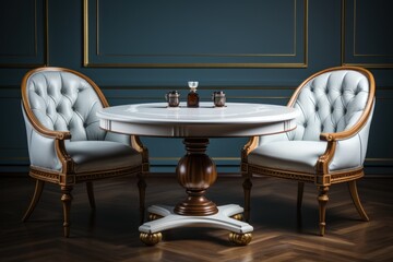  round table and  two chairs